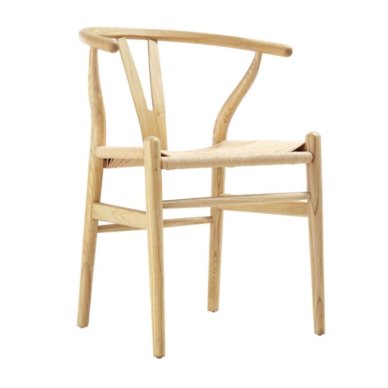 Hansel Wooden Natural Weave Dining Chair, Natural Colour Frame - Image 2