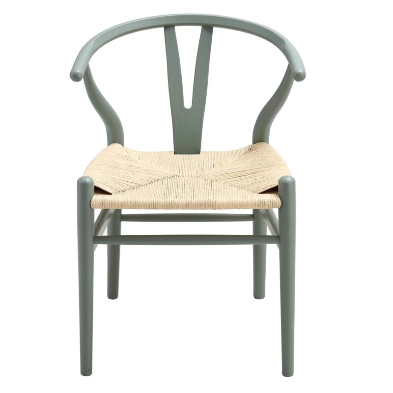 Hansel Wooden Natural Weave Dining Chair, Sage Green Colour Frame - Image 6