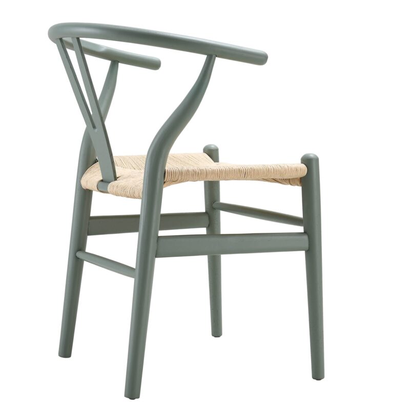 Hansel Wooden Natural Weave Dining Chair, Sage Green Colour Frame - Image 7