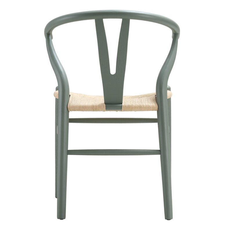 Hansel Wooden Natural Weave Dining Chair, Sage Green Colour Frame - Image 8