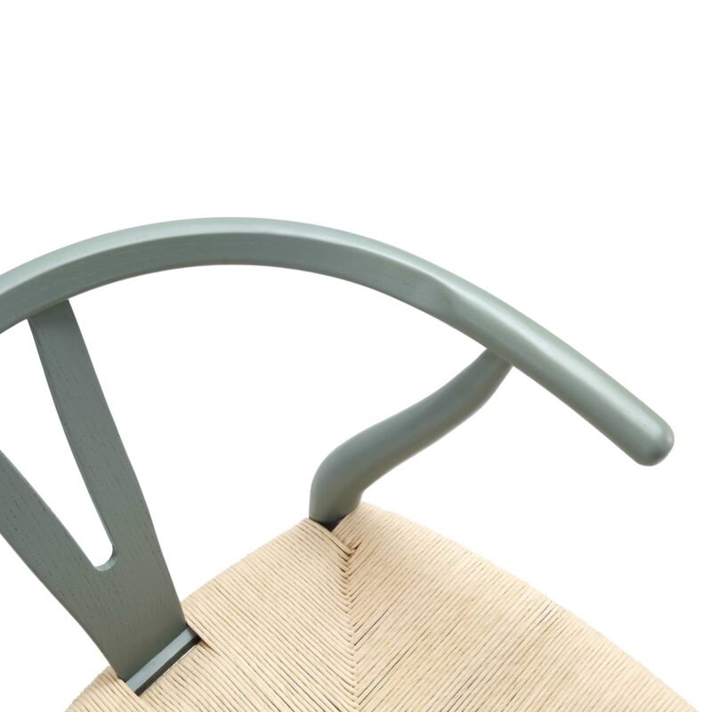 Hansel Wooden Natural Weave Dining Chair, Sage Green Colour Frame - Image 9