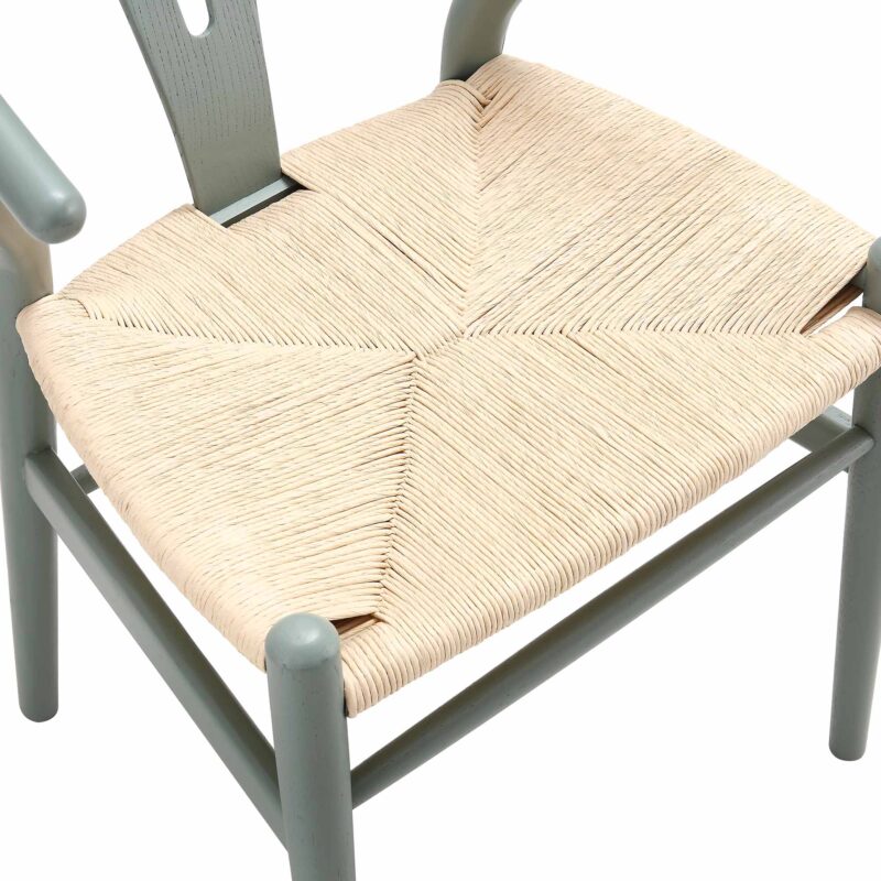 Hansel Wooden Natural Weave Dining Chair, Sage Green Colour Frame - Image 10