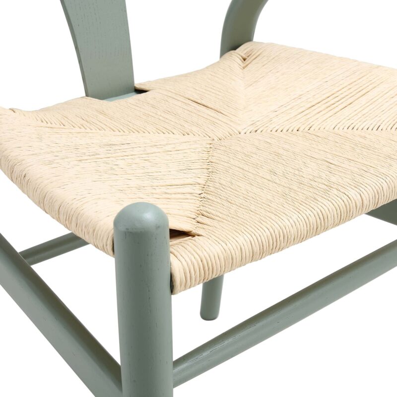 Hansel Wooden Natural Weave Dining Chair, Sage Green Colour Frame - Image 11