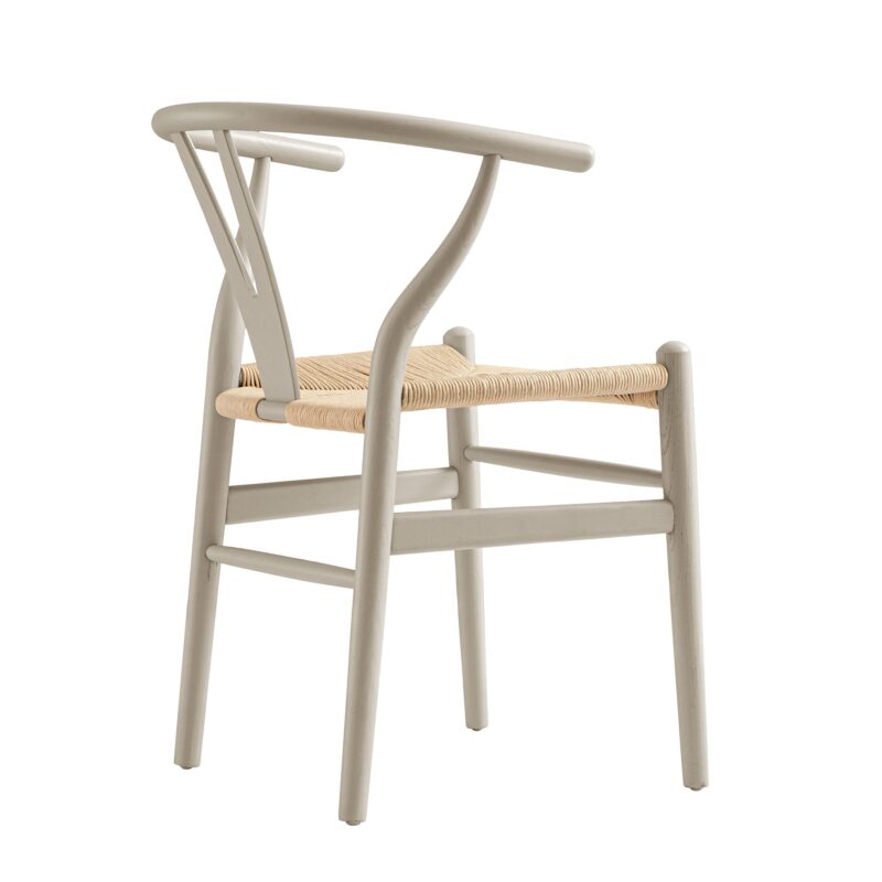 Hansel Wooden Natural Weave Dining Chair, Light Taupe Colour Frame - Image 9