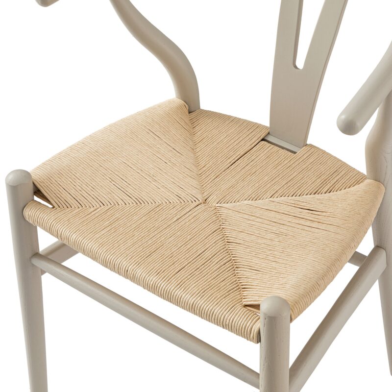 Hansel Wooden Natural Weave Dining Chair, Light Taupe Colour Frame - Image 13