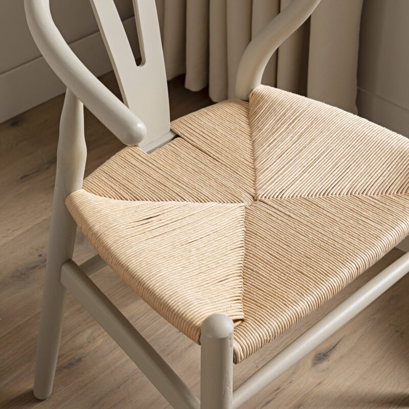 Hansel Wooden Natural Weave Dining Chair, Light Taupe Colour Frame - Image 3