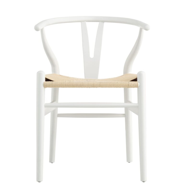 Hansel Wooden Natural Weave Dining Chair, White Colour Frame - Image 3