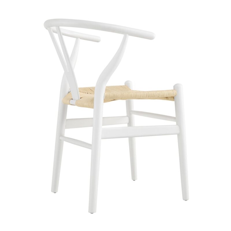Hansel Wooden Natural Weave Dining Chair, White Colour Frame - Image 6