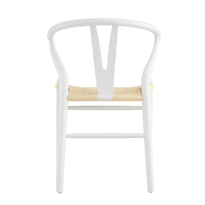 Hansel Wooden Natural Weave Dining Chair, White Colour Frame - Image 7