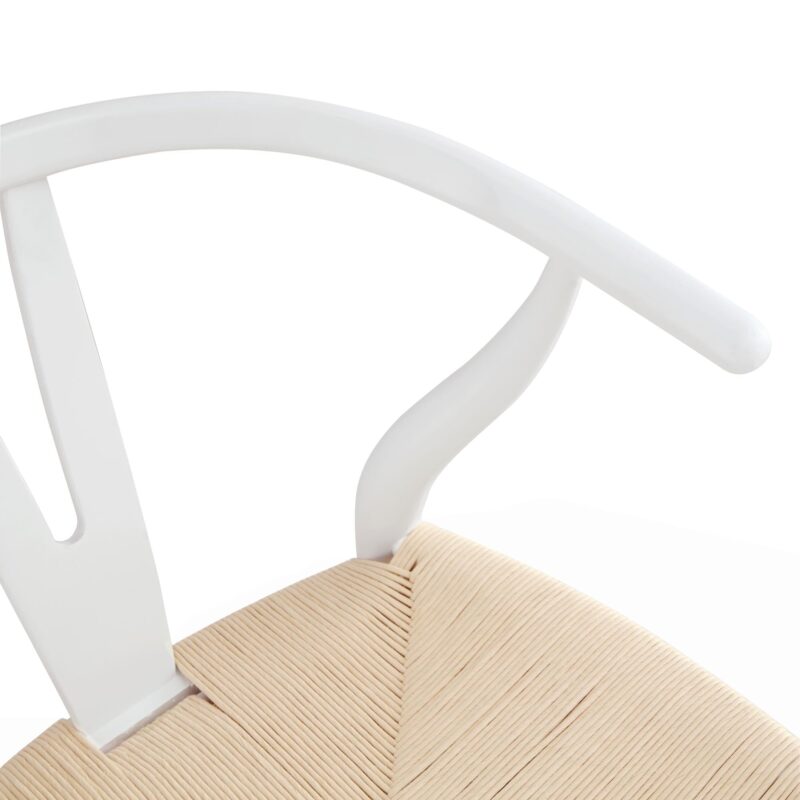 Hansel Wooden Natural Weave Dining Chair, White Colour Frame - Image 8