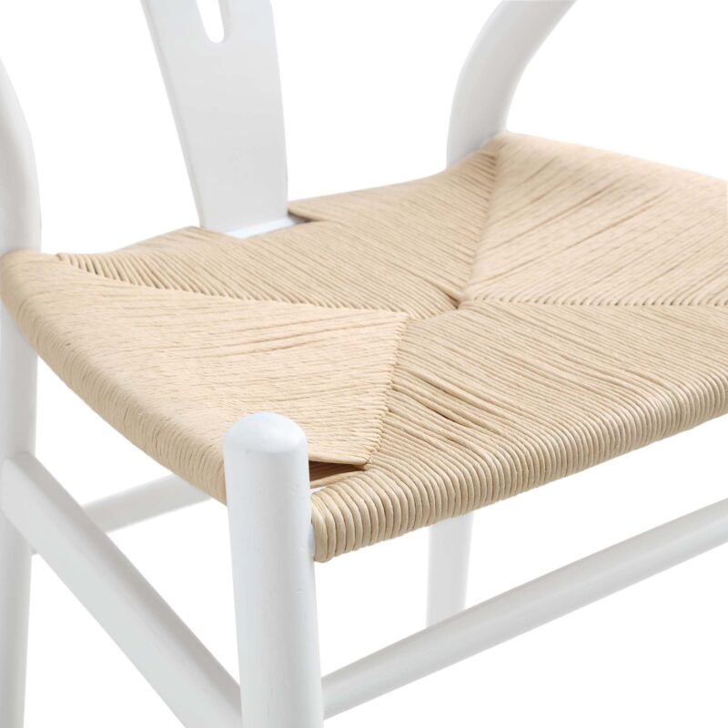 Hansel Wooden Natural Weave Dining Chair, White Colour Frame - Image 10