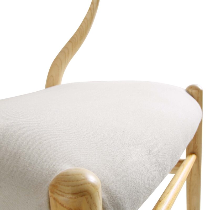 Hansel Upholstered Padded Dining Chair, Beige Fabric and Natural Frame - Image 13
