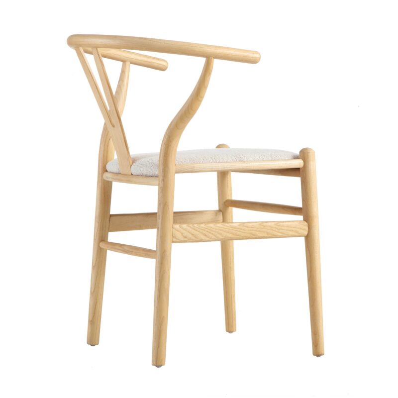 Hansel Wooden Dining Chair, Ivory White Boucle and Natural Frame - Image 6