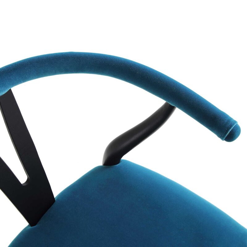 Hansel Upholstered Padded Dining Chair, Blue Velvet and Black Frame - Image 10