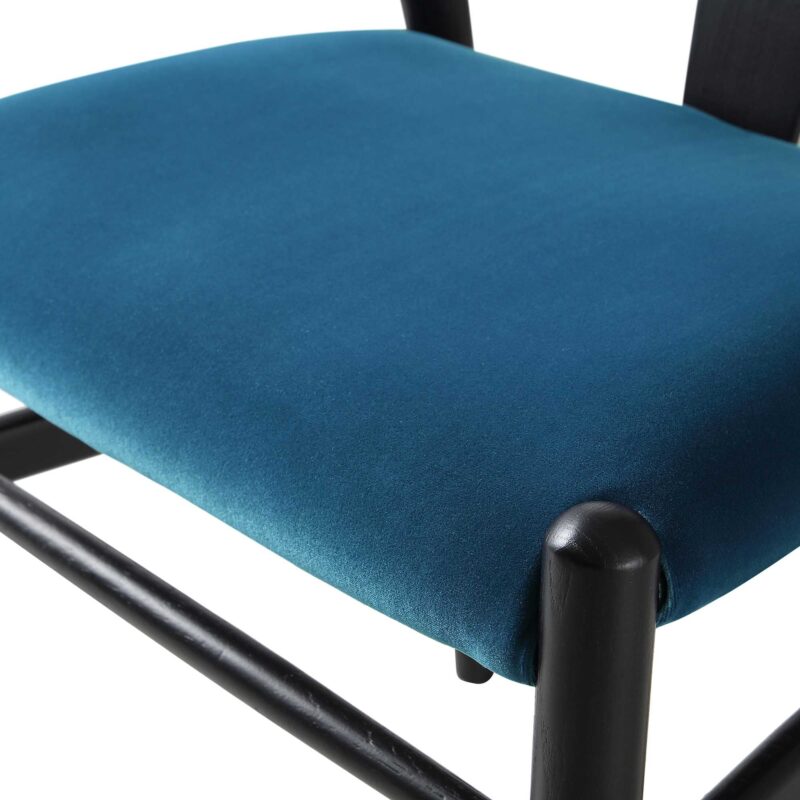 Hansel Upholstered Padded Dining Chair, Blue Velvet and Black Frame - Image 12