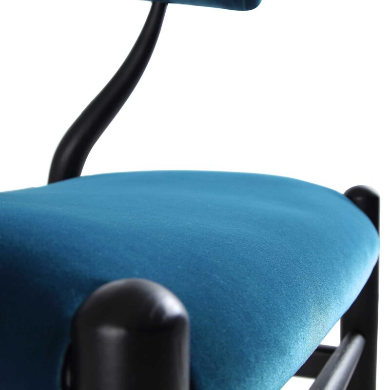 Hansel Upholstered Padded Dining Chair, Blue Velvet and Black Frame - Image 13