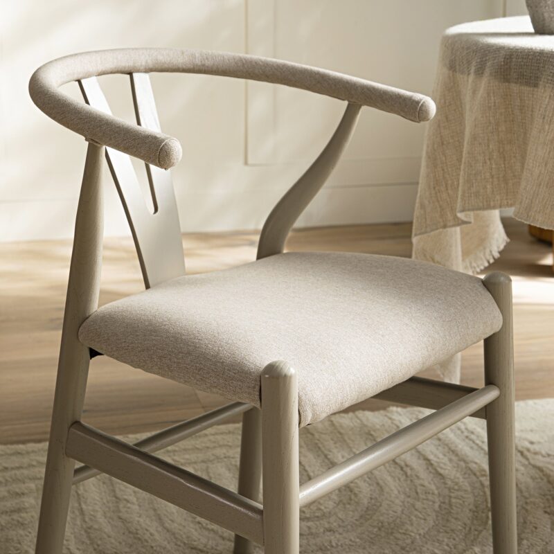 Hansel Upholstered Dining Chair, Taupe Frame with Oatmeal Fabric - Image 3