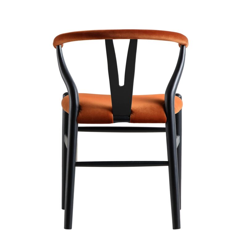Hansel Upholstered Padded Dining Chair, Rust Velvet and Black Frame - Image 9