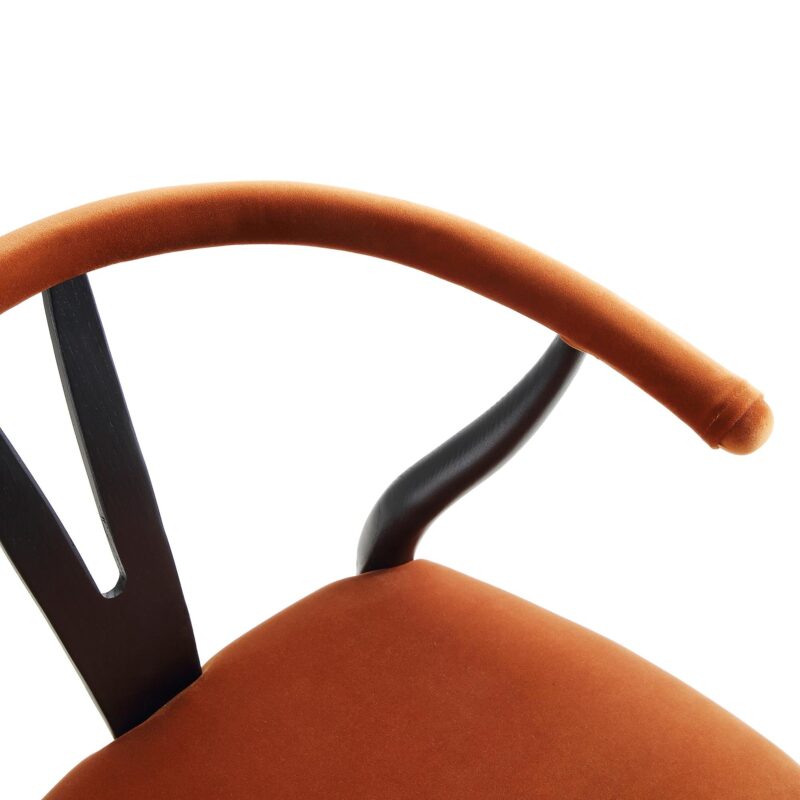 Hansel Upholstered Padded Dining Chair, Rust Velvet and Black Frame - Image 10