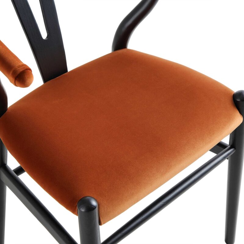Hansel Upholstered Padded Dining Chair, Rust Velvet and Black Frame - Image 11