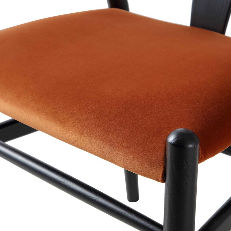 Hansel Upholstered Padded Dining Chair, Rust Velvet and Black Frame - Image 12