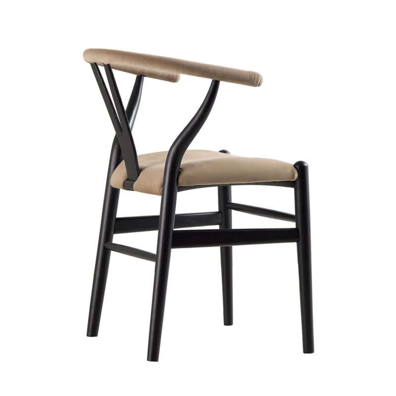 Hansel Padded Dining Chair, Taupe Velvet and Black Frame - Image 8