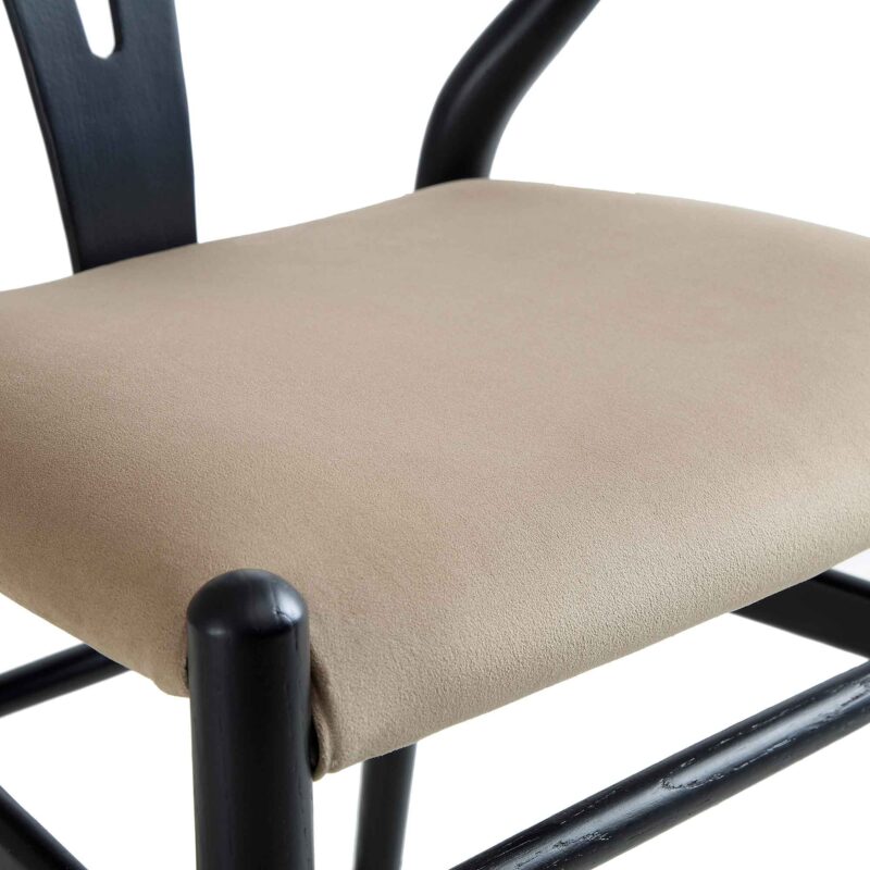 Hansel Padded Dining Chair, Taupe Velvet and Black Frame - Image 12