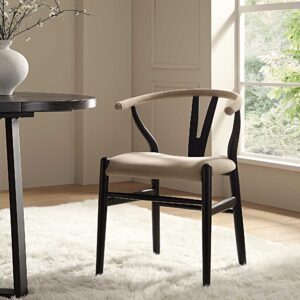 Hansel Padded Dining Chair, Taupe Velvet and Black Frame