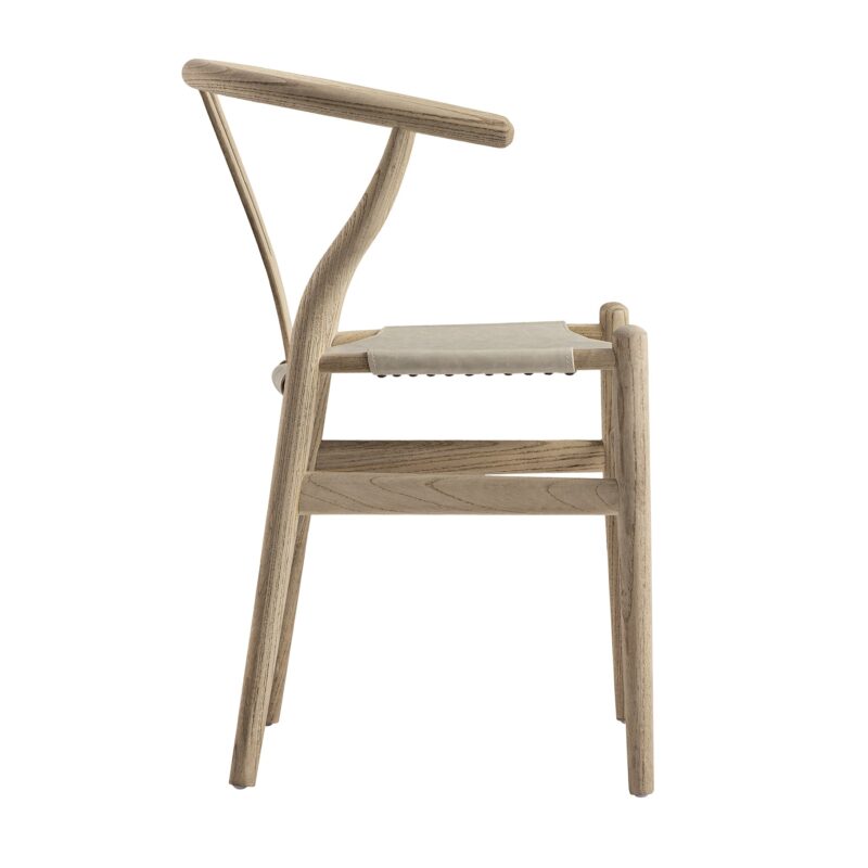 Hansel Dining Chair, Weathered Elm Frame with Light Grey Faux Leather Seat - Image 8