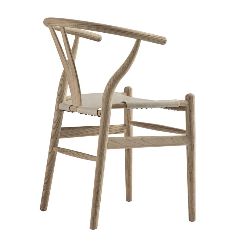Hansel Dining Chair, Weathered Elm Frame with Light Grey Faux Leather Seat - Image 9