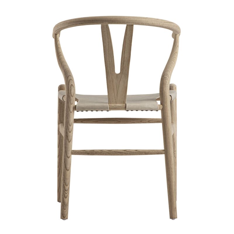 Hansel Dining Chair, Weathered Elm Frame with Light Grey Faux Leather Seat - Image 10