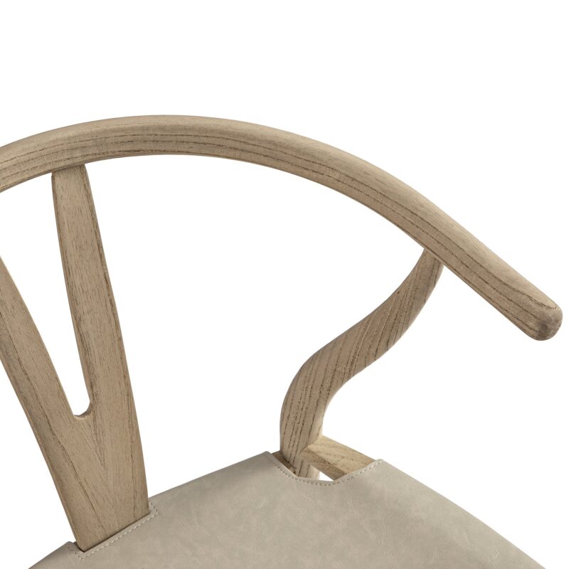 Hansel Dining Chair, Weathered Elm Frame with Light Grey Faux Leather Seat - Image 12