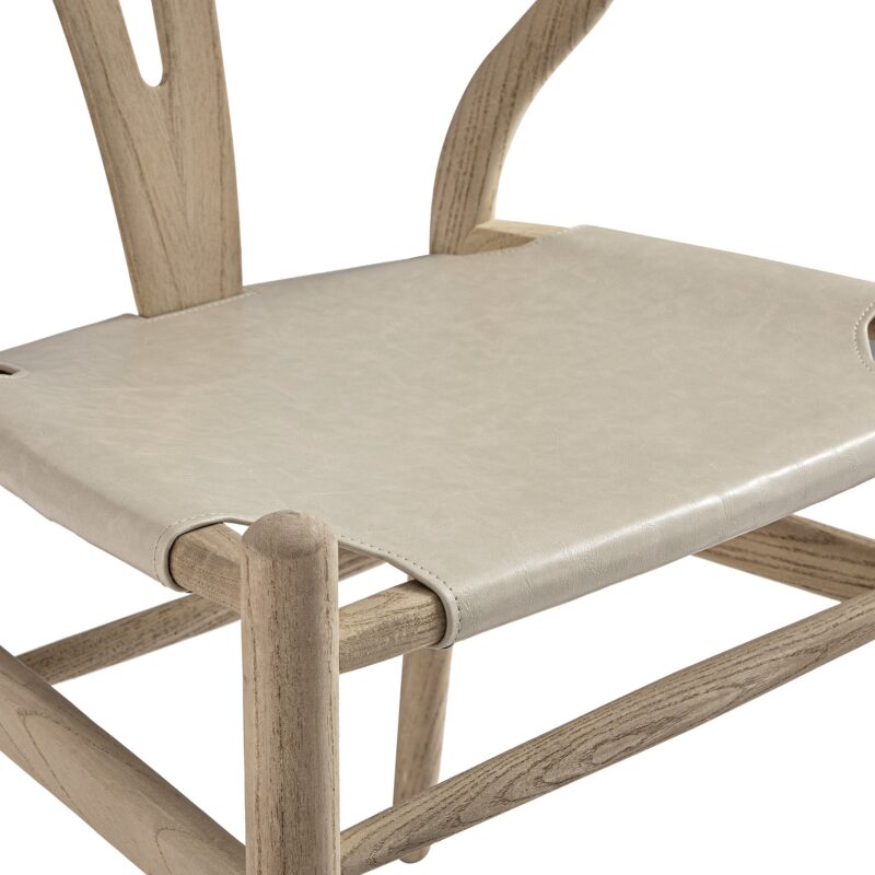 Hansel Dining Chair, Weathered Elm Frame with Light Grey Faux Leather Seat - Image 13