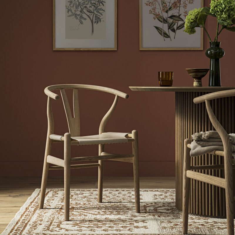 Hansel Dining Chair, Weathered Elm Frame with Light Grey Faux Leather Seat - Image 2