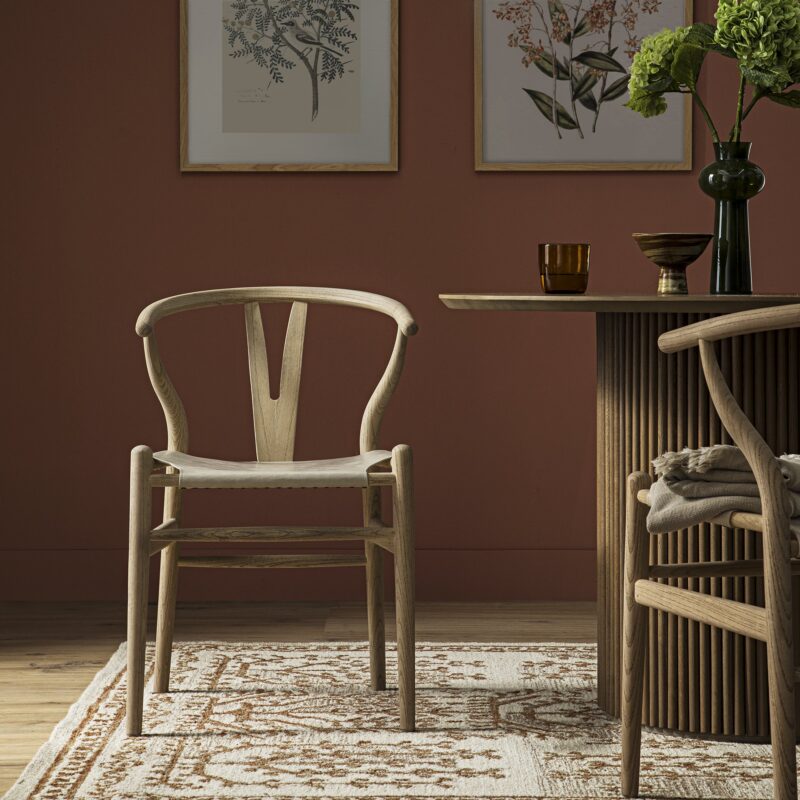 Hansel Dining Chair, Weathered Elm Frame with Light Grey Faux Leather Seat - Image 3