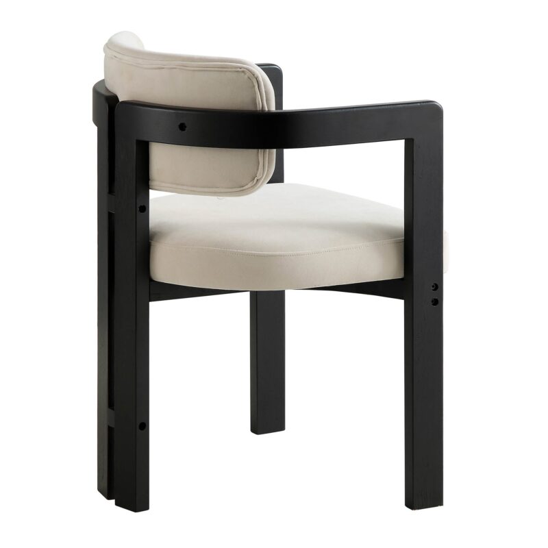 Stanford Curved Oak Frame Upholstered Chair, Champagne Velvet Black Frame - Image 6