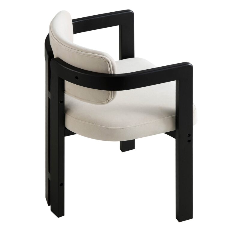 Stanford Curved Oak Frame Upholstered Chair, Champagne Velvet Black Frame - Image 7