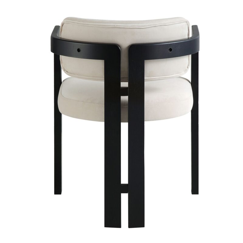 Stanford Curved Oak Frame Upholstered Chair, Champagne Velvet Black Frame - Image 8