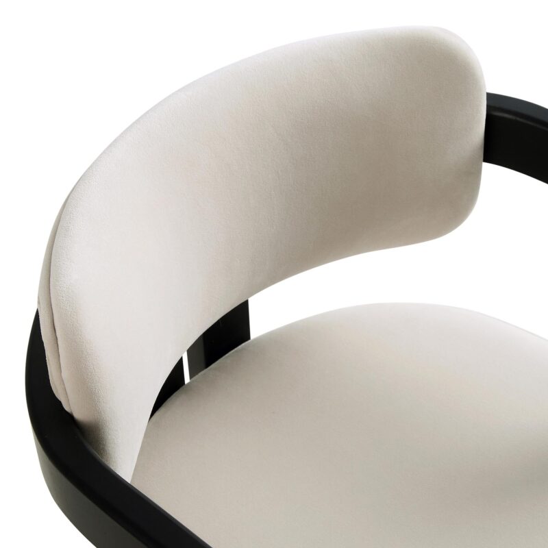 Stanford Curved Oak Frame Upholstered Chair, Champagne Velvet Black Frame - Image 9