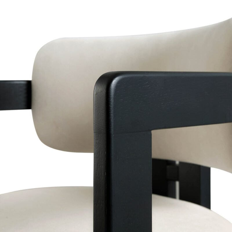 Stanford Curved Oak Frame Upholstered Chair, Champagne Velvet Black Frame - Image 10