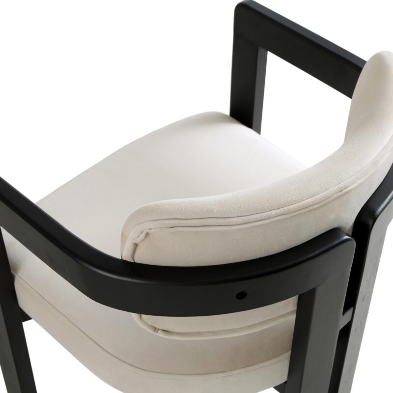 Stanford Curved Oak Frame Upholstered Chair, Champagne Velvet Black Frame - Image 11