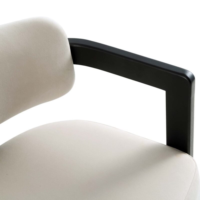 Stanford Curved Oak Frame Upholstered Chair, Champagne Velvet Black Frame - Image 12