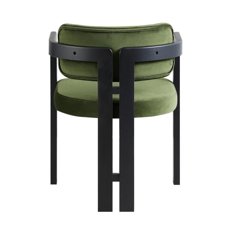 Stanford Curved Oak Frame Upholstered Chair, Moss Green Velvet Black Frame - Image 12