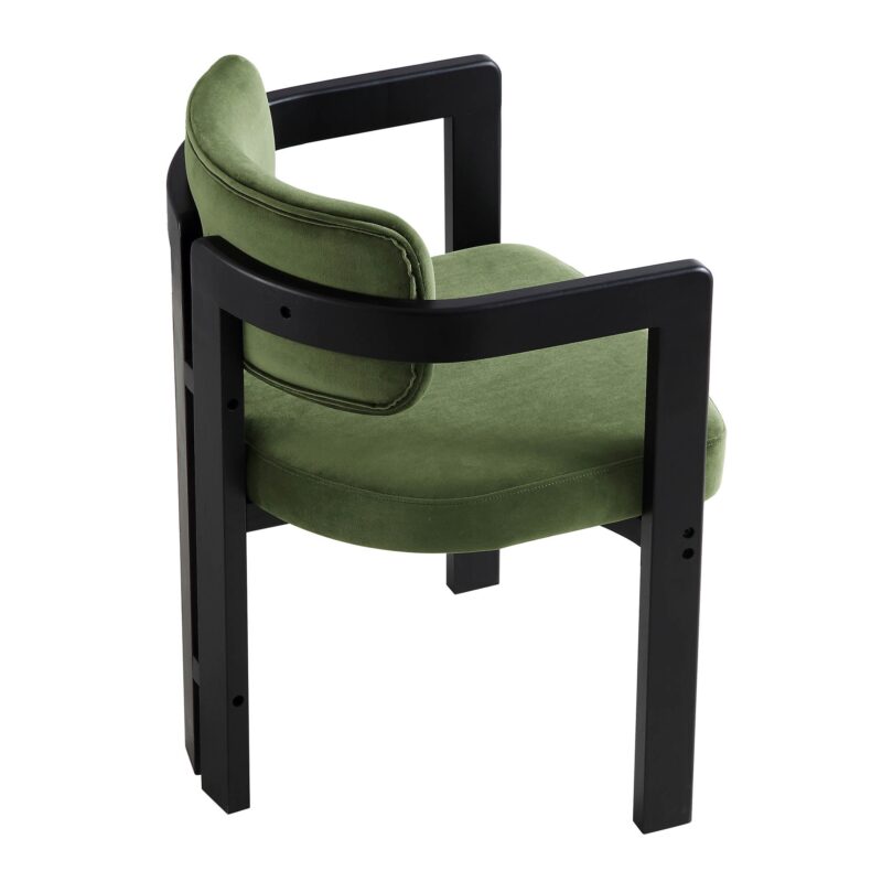 Stanford Curved Oak Frame Upholstered Chair, Moss Green Velvet Black Frame - Image 13