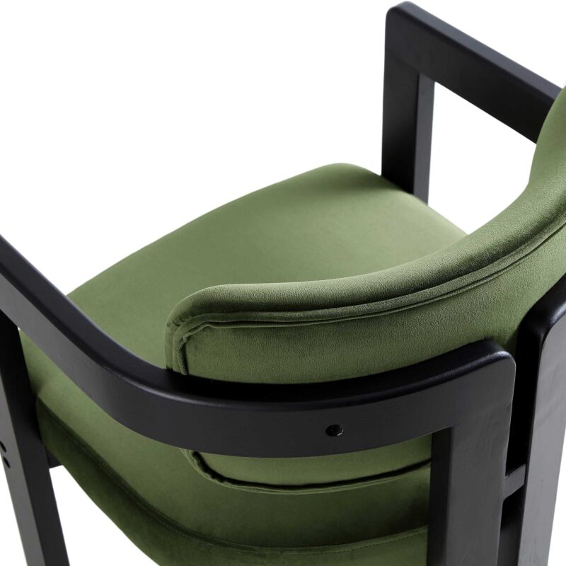 Stanford Curved Oak Frame Upholstered Chair, Moss Green Velvet Black Frame - Image 16