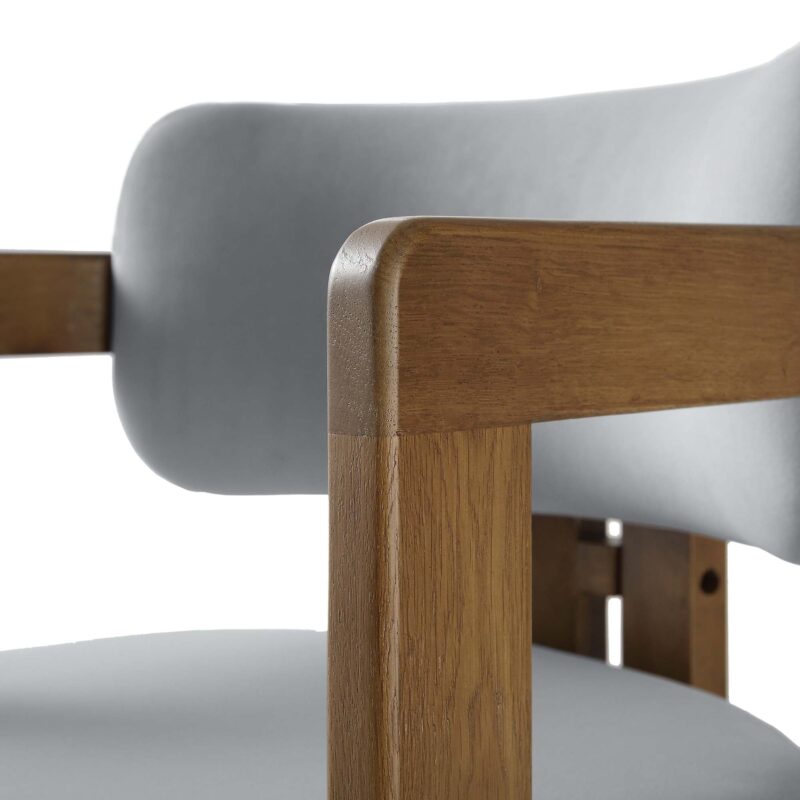 Stanford Curved Walnut Wood Frame Grey Velvet Chair - Image 12