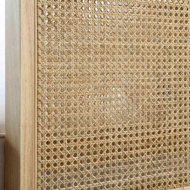 Pienza Cane Sofa Bed, Beige Woven Fabric with Natural Solid Oak Frame - Image 16