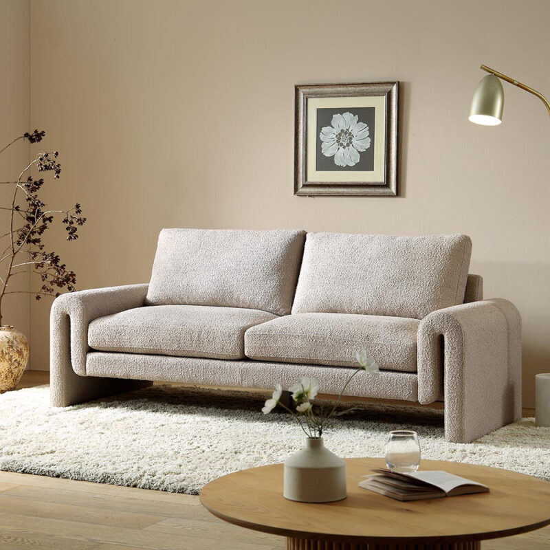 Hampstead Taupe Boucle Curved 3-Seater Sofa - Image 2
