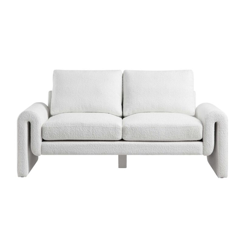Hampstead White Boucle Curved 2-Seater Sofa - Image 4