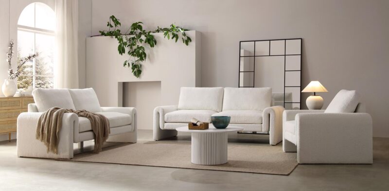 Hampstead White Boucle Curved 2-Seater Sofa - Image 3